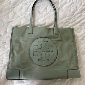 Tory Burch Soft Green Logo Ella Nylon Tote
